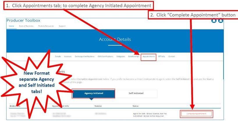 Click Appointments tab, then Complete Appointment button